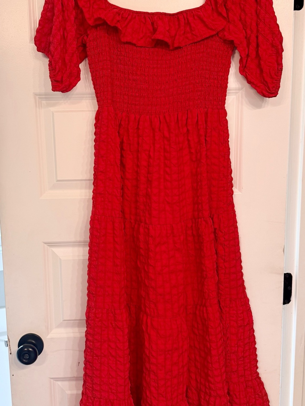 Simply Southern Bright Red Smocked Maxi Dress